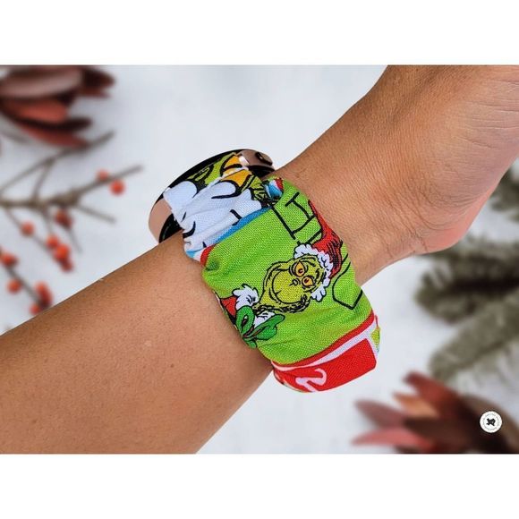 Grinch Santa Christmas Scrunchies Watch Band for Apple Watch, Fitbit, Samsung … - Picture 1 of 5